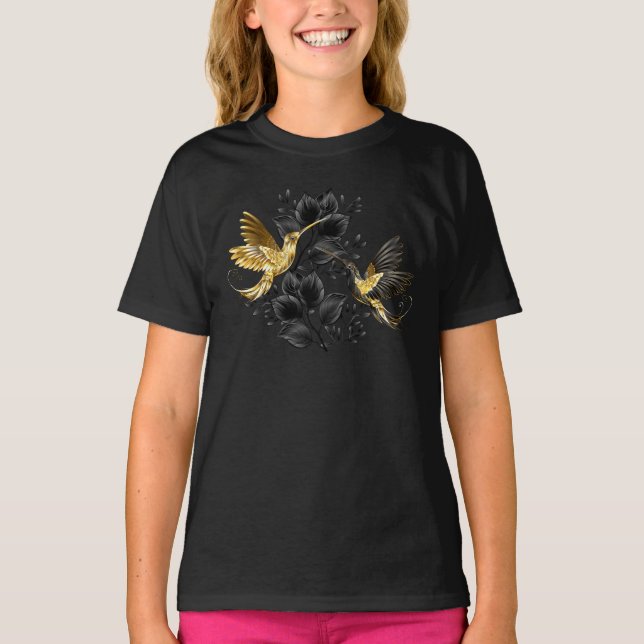 Camiseta Colibrí negro y dorado (Anverso)