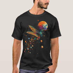 Camiseta Colibrí Planetas Coloridos Animales Geométricos