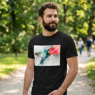 Camiseta Colibrí volando con flor acuarela - 01