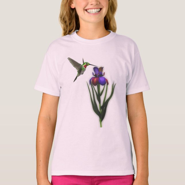 Camiseta Colibrí Y Flor Iris (Anverso)