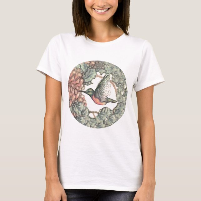 Camiseta Colibrí y flores (Anverso)