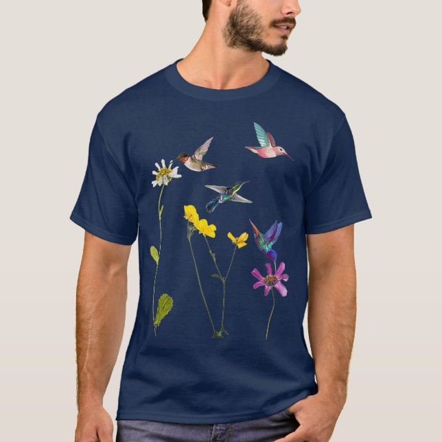Camiseta Colibrí y flores (Anverso)