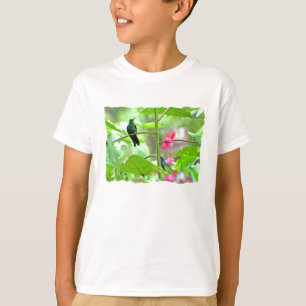 Camiseta Colibrí y flores tropicales