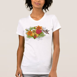 Camiseta Colibrí y ramo tropical