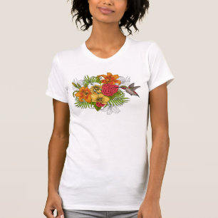 Camiseta Colibrí y ramo tropical