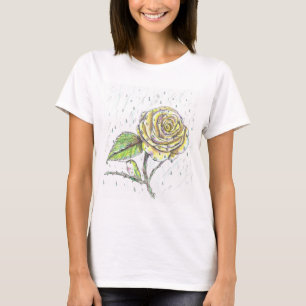 Camiseta Colibrí y Rosa en el dibujo de la lluvia