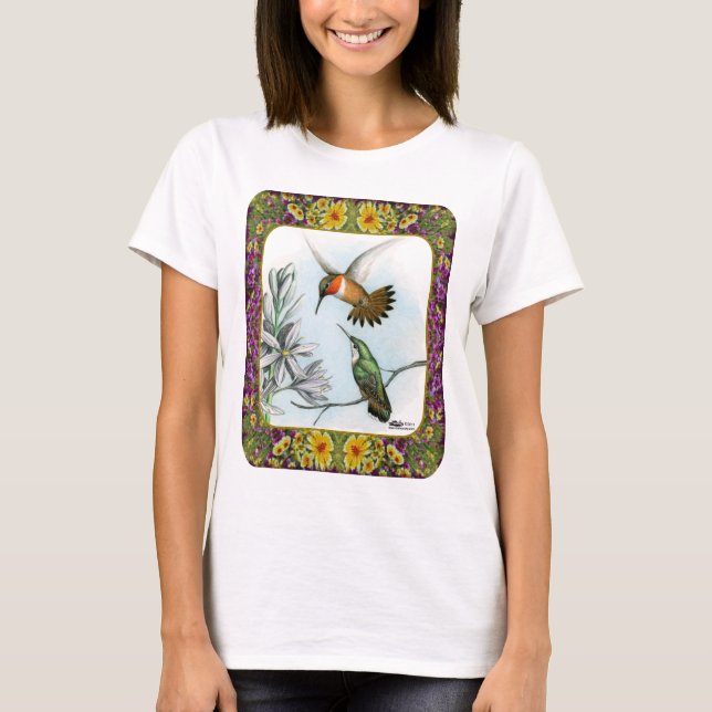 Camiseta Colibríes y Flores #2 (Anverso)