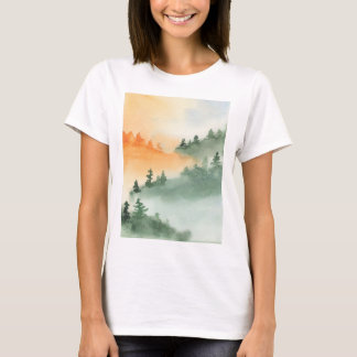 Camiseta Colinas de la pendiente de los bosques Niebla Nieb