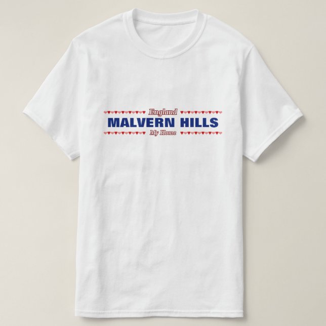 Camiseta COLINAS de MALVERN - mi hogar - Inglaterra; (Diseño del anverso)