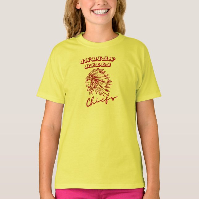 Camiseta Colinas indias Jefes Chicas Escuela Amarilla Tee d (Anverso)