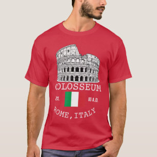 Camiseta Coliseo Roma Italia Recuerdo con Bandera Italiana 