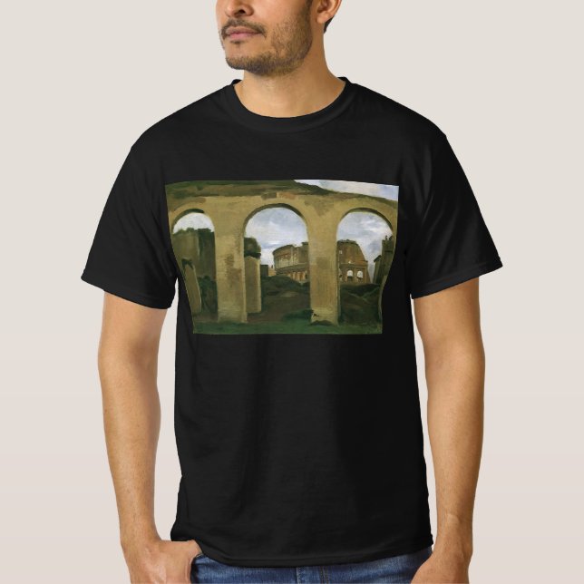 Camiseta Coliseo visto a través de las Arcadas en Roma, Ita (Anverso)