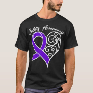Camiseta Colitis Awareness Heart Ribbon Día de San Valentín