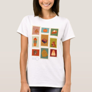 Camiseta Collage acogedor de estampado de otoño caída camis