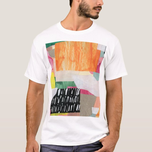 Camiseta Collage art, colorido abstracto moderno. (Anverso)