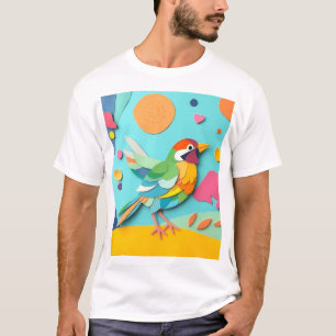 Camiseta Collage Bird de papel colorido
