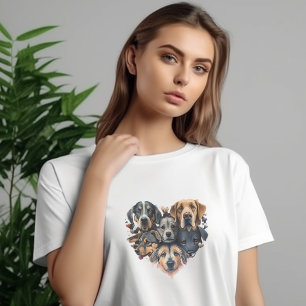 Camiseta Collage cardíaco de cara de perro