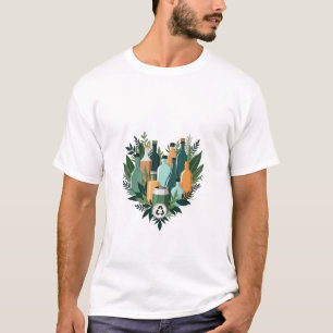 Camiseta Collage colorido de elementos reciclables formando