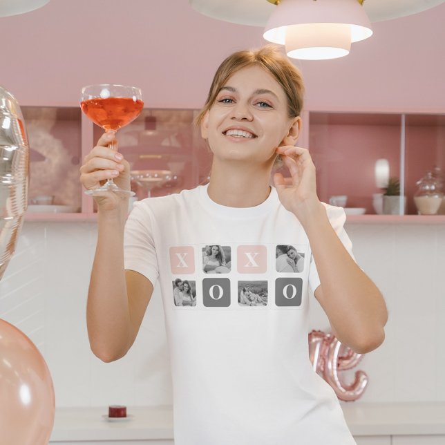 Camiseta Collage Couple Photo & Pastel Pink & Grey XOXO (Subido por el creador)