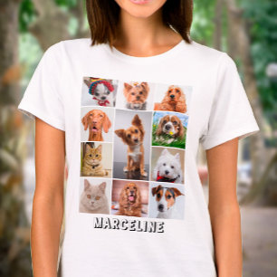 Camiseta Collage de 11 fotos de mascotas personalizadas con