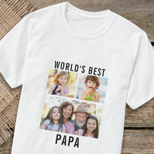 Camiseta Collage de 3 Fotos de los Mejores Nietos para Papá