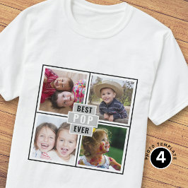 Camiseta Collage de 4 fotos personalizadas gris Mejor Pop d