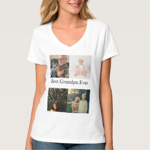 Camiseta Collage de 4 fotos personalizado Mejor abuelo del