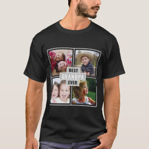 Camiseta Collage de 4 Fotos Personalizado Mejor Abuelo del