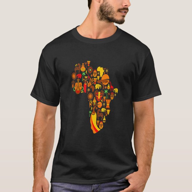Camiseta Collage de África Historia Negra Máscara de tribu  (Anverso)