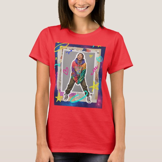 Camiseta Collage de Alegría Cósmica (Anverso)