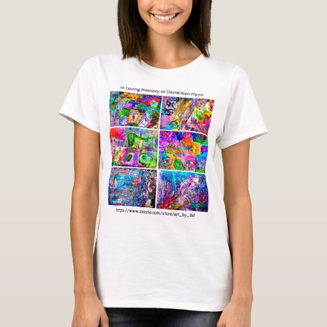 CAMISETA COLLAGE DE ARTE DAVID FLYNN T-SHIRT DE UNA MUJER C (Anverso)