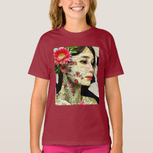 Camiseta Collage de arte de mujer bonita