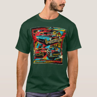 Camiseta Collage de arte pop de coches antiguos regalo amig