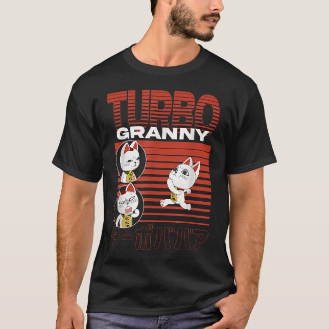 Camiseta Collage de Dan Da Dan Running Turbo Granny Cat (Anverso)