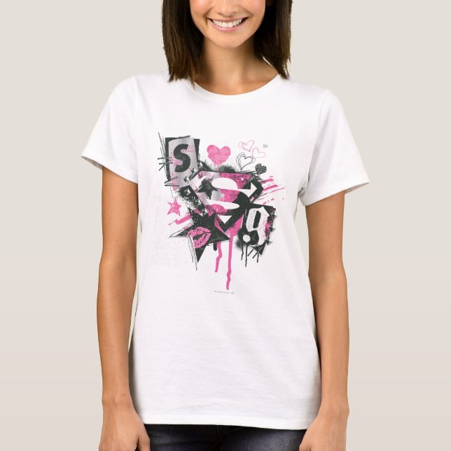 Camiseta Collage de derrames y gribbles de superchica (Anverso)