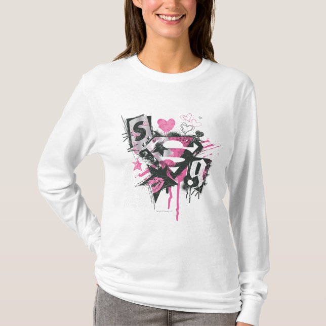 Camiseta Collage de derrames y gribbles de superchica (Anverso)