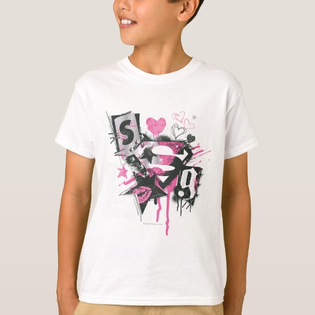 Camiseta Collage de derrames y gribbles de superchica (Anverso)