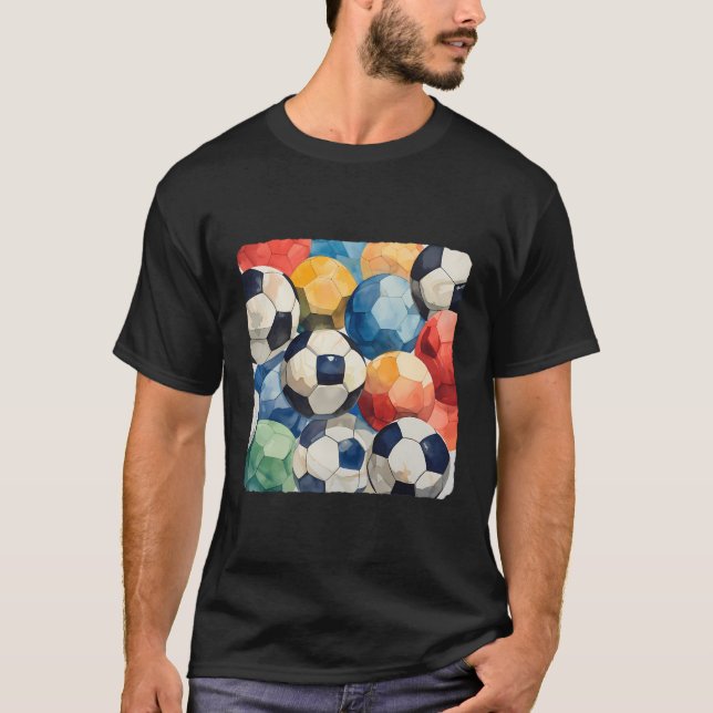 Camiseta Collage De Diferentes Bolas De Fútbol (Anverso)