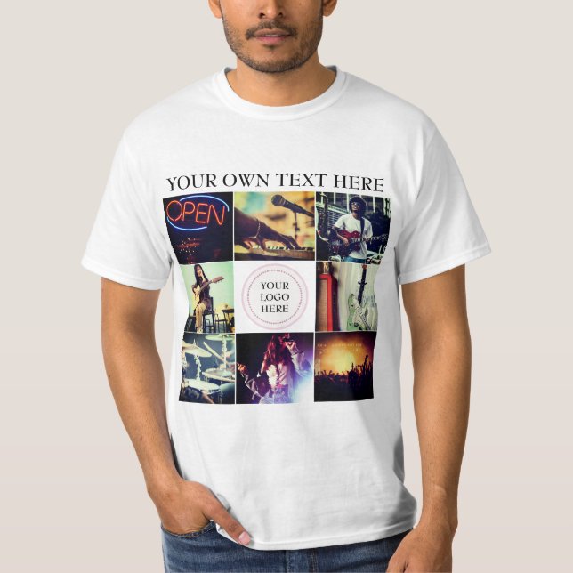 Camiseta collage de fotografías y logotipo de personalizado (Anverso)