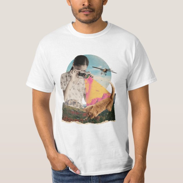 Camiseta Collage de Fotógrafos de Gato en la Naturaleza (Anverso)