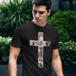 Camiseta Collage de fotos cruzado de Jesús<br><div class="desc">Camiseta negra religiosa urbana con la cruz de jesus christ compuesta por 12 fotos personalizadas. Perfecto para el uso diario o para un servicio conmemorativo en memoria de un ser querido que ha fallecido! Consejo de la foto: Recorta tus fotos en cuadrados antes de subir asegurando que el sujeto esté...</div>