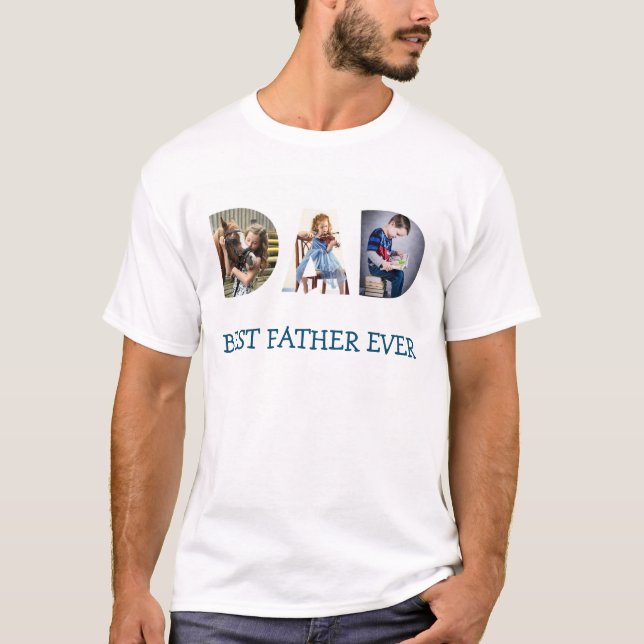 Camiseta Collage de fotos DAD a través de las letras mejor  (Anverso)