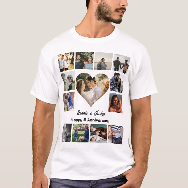 Camiseta Collage de fotos de 13 años de boda personalizada (Anverso)