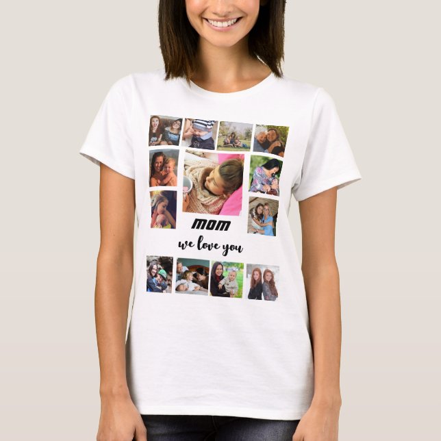 Camiseta Collage de fotos de 13 Días de la Madre modernos p (Anverso)