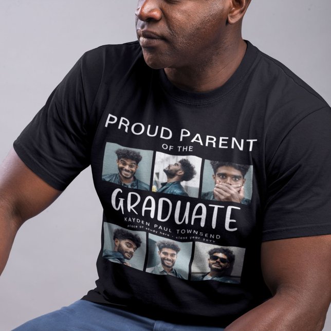 Camiseta Collage de fotos de 6 graduados con padre orgullos (Subido por el creador)