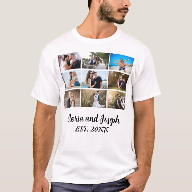 Camiseta Collage de fotos de aniversario Boda personalizado (Anverso)