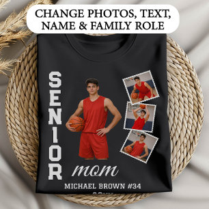 Camiseta Collage de fotos de baloncesto de mamá sénior con