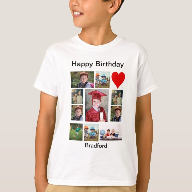 Camiseta Collage de fotos de cumpleaños 11 moderno personal (Anverso)