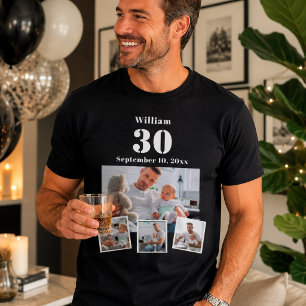 Camiseta Collage de fotos de cumpleaños nombre edad