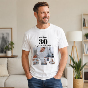 Camiseta Collage de fotos de cumpleaños nombre edad